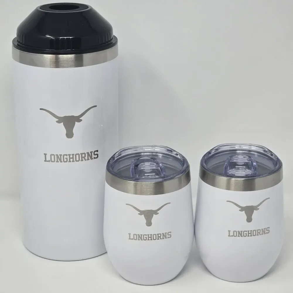Texas Longhorns NCAA Wine Bottle Chiller w/ 2 Ceramic Lined 12oz Tumblers